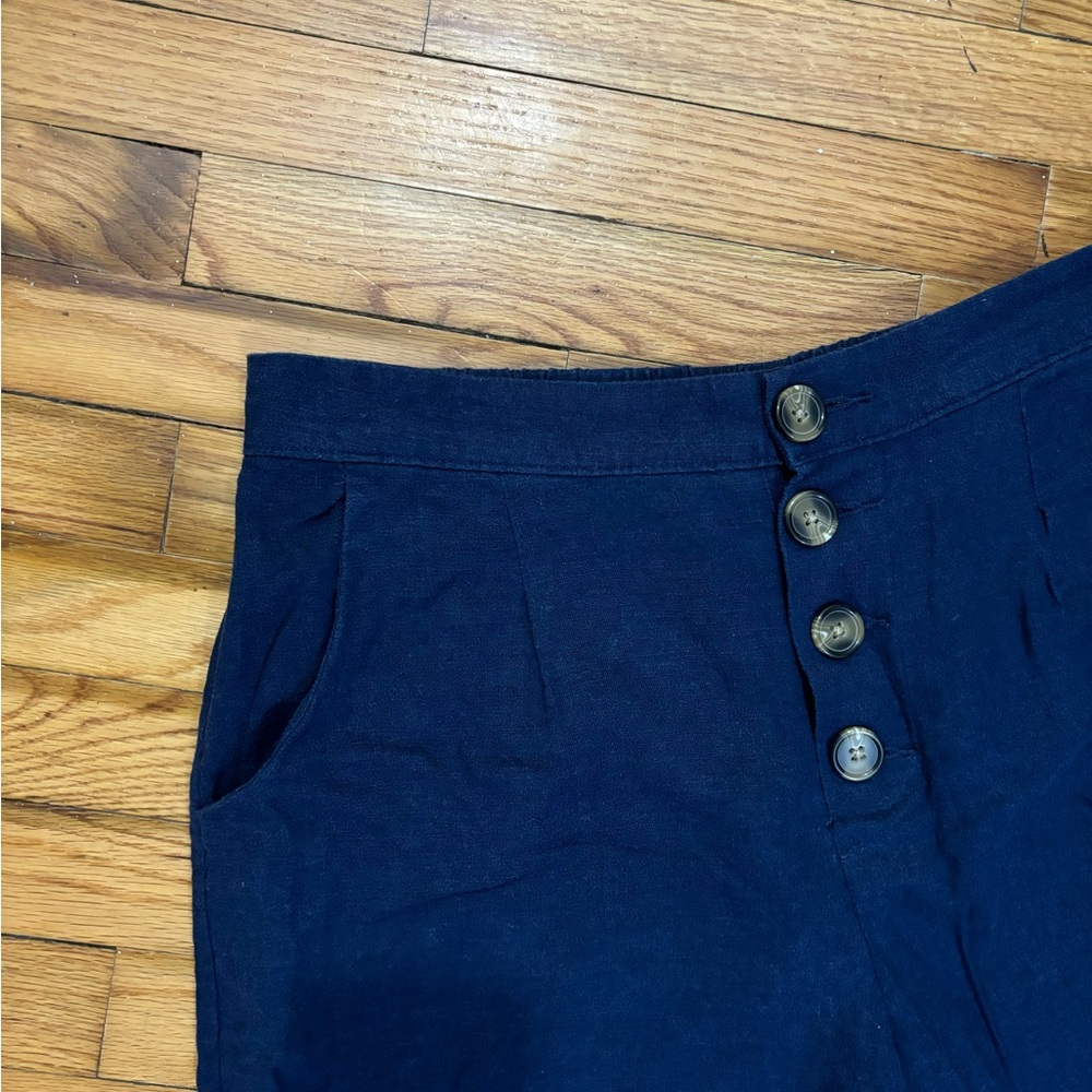 a.n.a. Wide-Leg Button Front Navy Flowy Pants - Picture 2 of 4